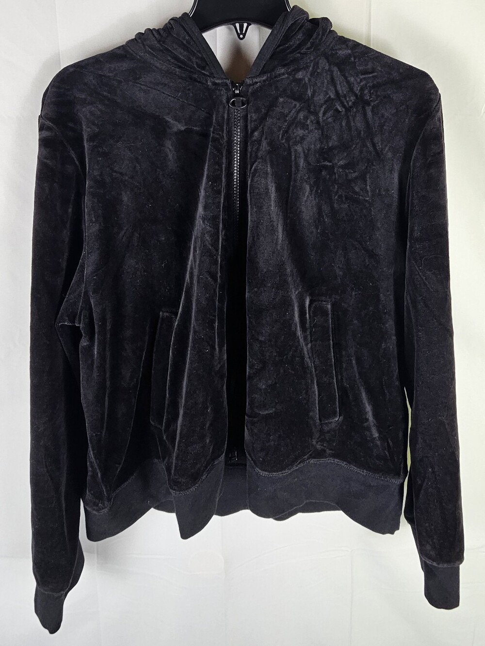 Vintage Champion Velvet Zip-Up Sweatshirt Hoodie Womens XL Athleisure Activewear